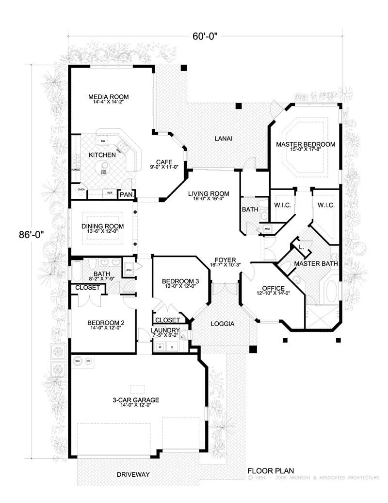 Floor Plan First Story of Mediterranean Plan #107-1113