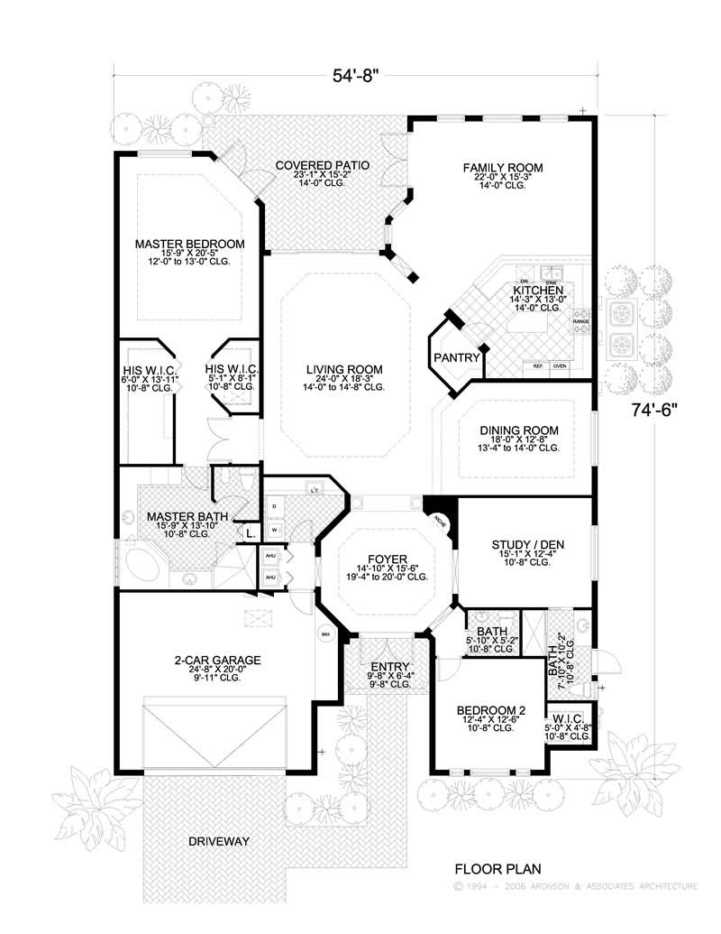 Floor Plan First Story of Mediterranean Plan #107-1114