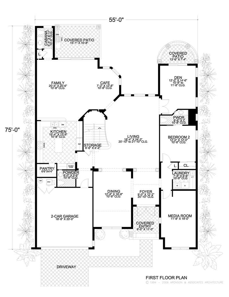 Floor Plan First Story of Mediterranean Plan #107-1119
