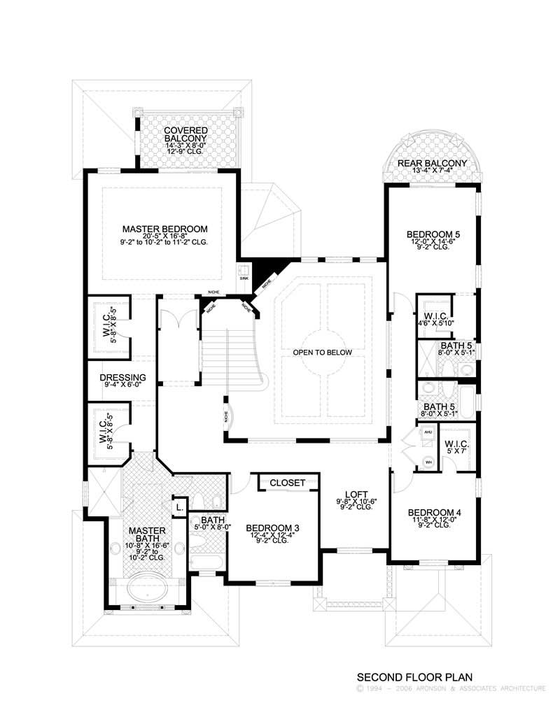 Floor Plan Second Story of Mediterranean Plan #107-1119