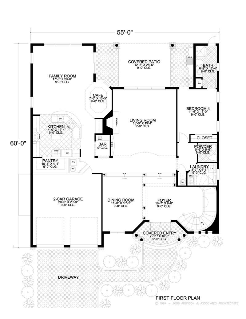 Floor Plan First Story of Mediterranean Plan #107-1121