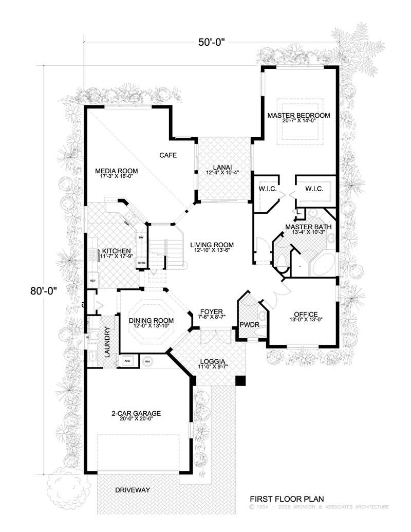 Floor Plan First Story of Mediterranean Plan #107-1122