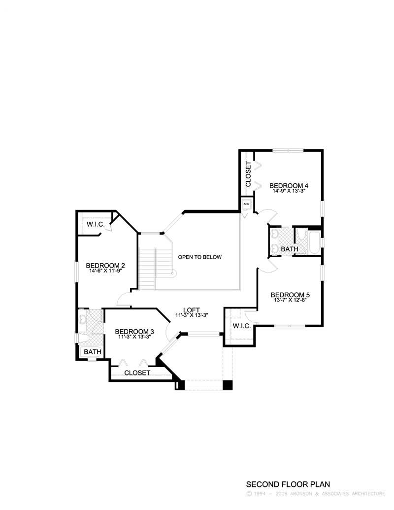 Floor Plan Second Story of Mediterranean Plan #107-1122