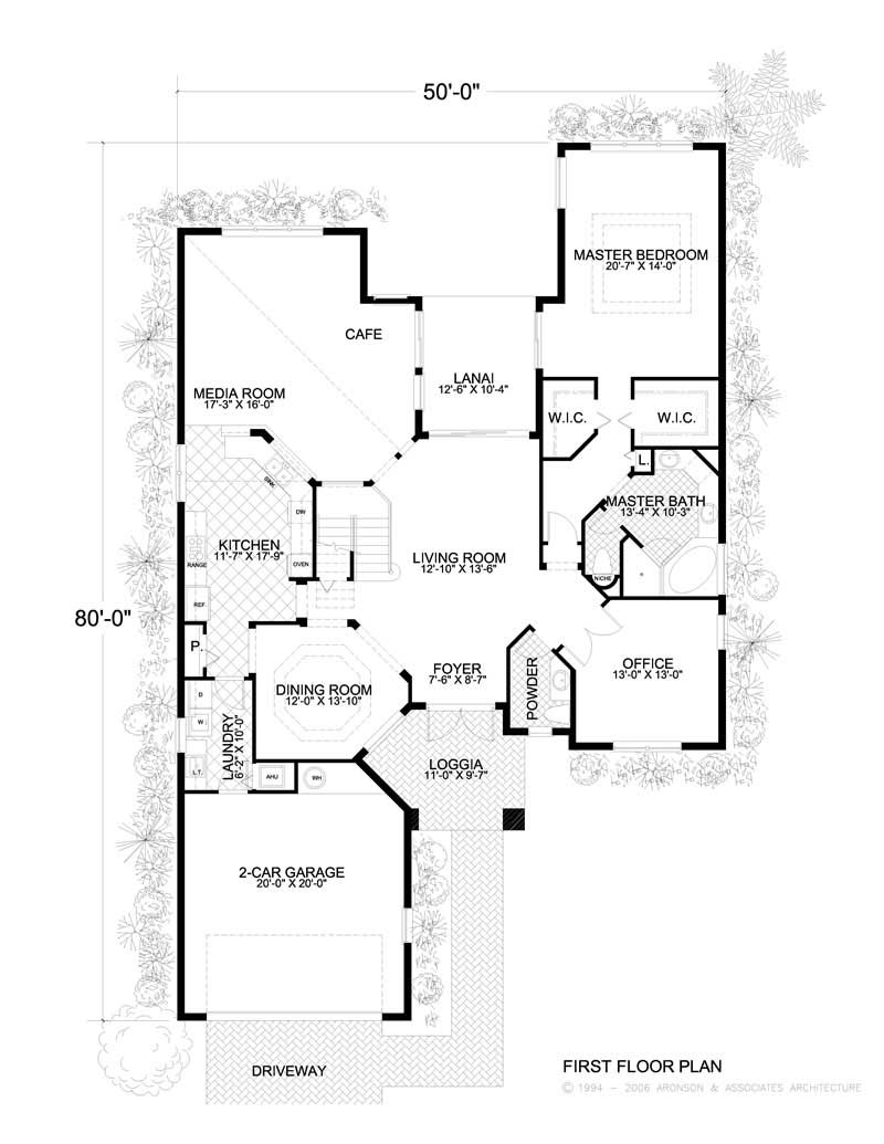 Floor Plan First Story of Mediterranean Plan #107-1123