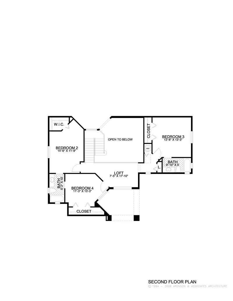 Floor Plan Second Story of Mediterranean Plan #107-1123