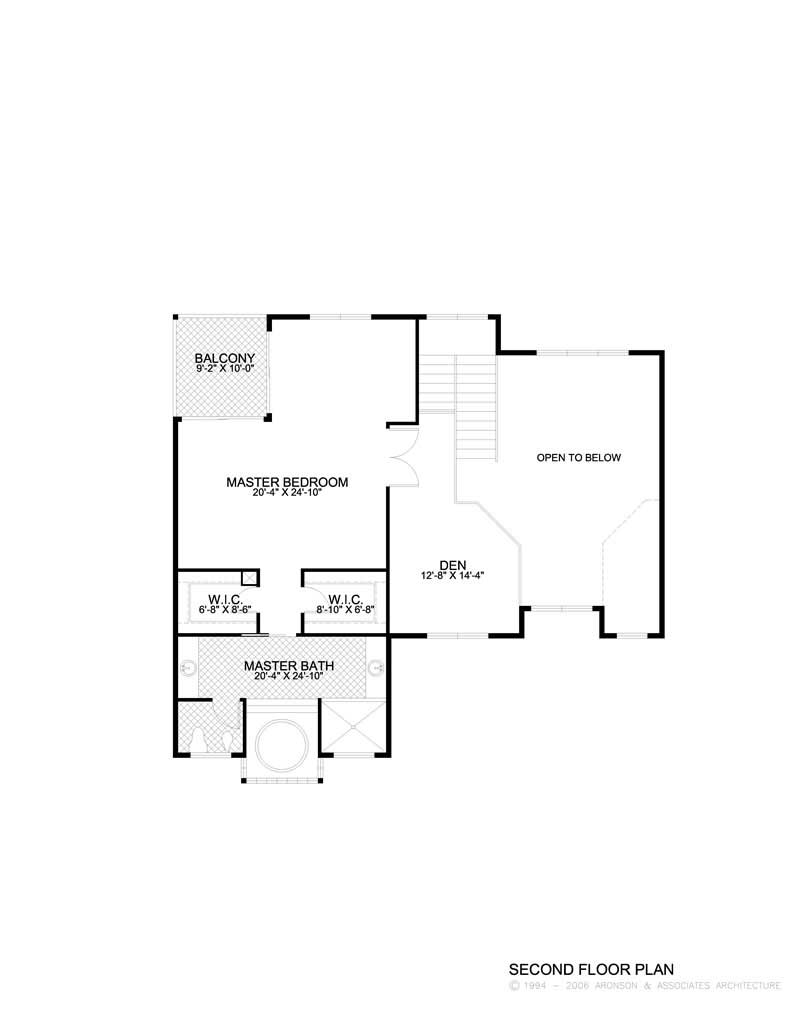 Floor Plan Second Story of Mediterranean Plan #107-1126