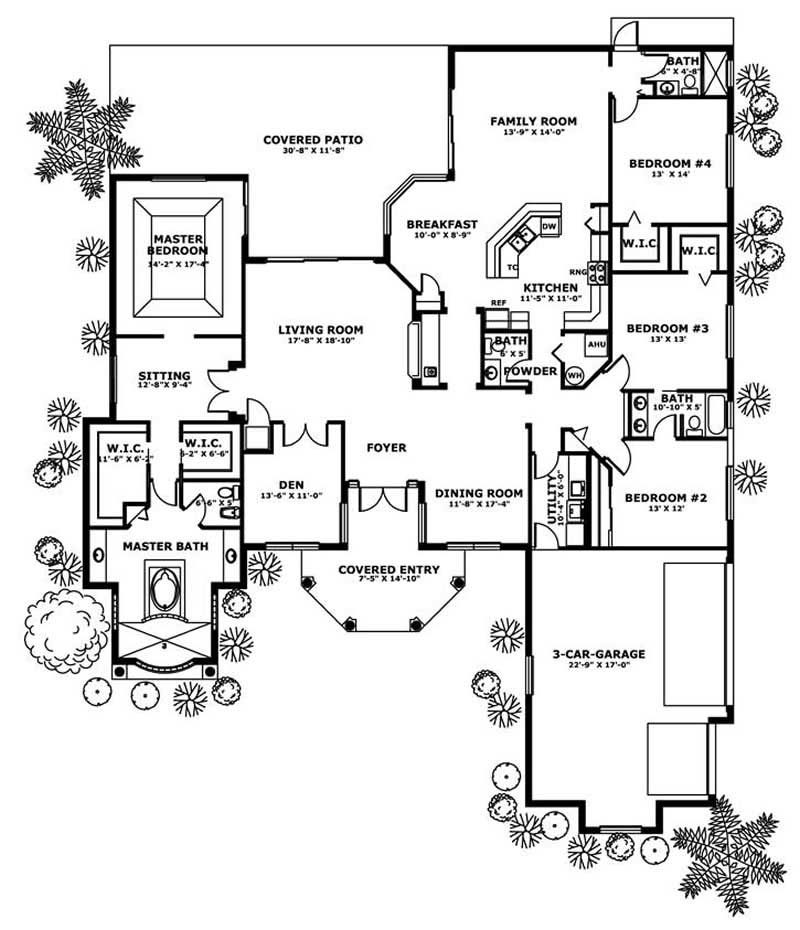 Floor Plan First Story of Mediterranean Plan #107-1129