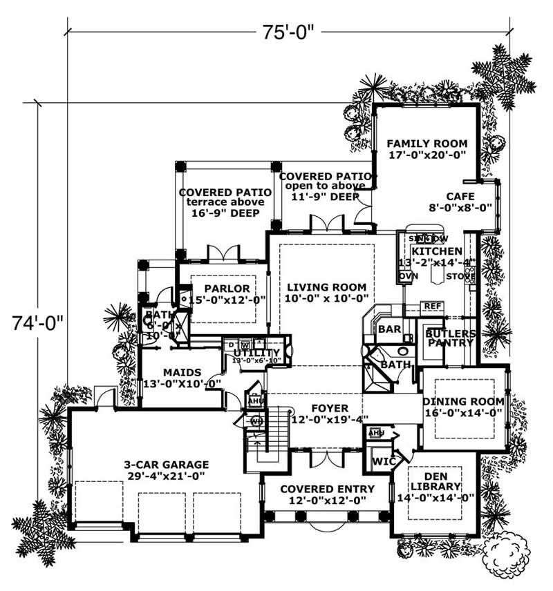 Floor Plan First Story of Mediterranean Plan #107-1133