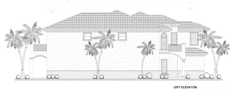 Home Plan Left Elevation of this 5-Bedroom,4688 Sq Ft Plan -107-1134
