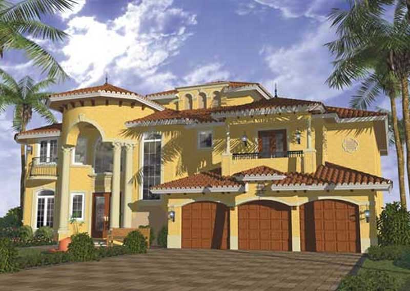 Home Plan Front Elevation of this 5-Bedroom,6075 Sq Ft Plan -107-1135