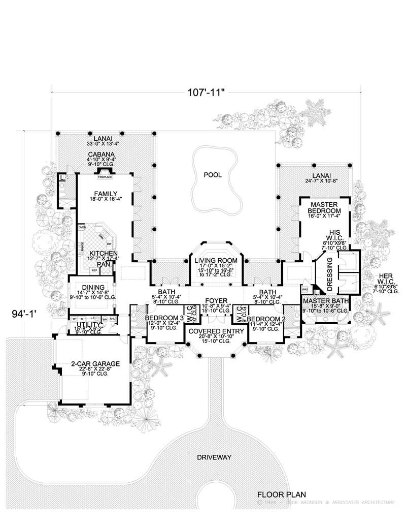 Floor Plan First Story of Mediterranean Plan #107-1140