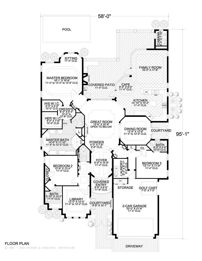 Floor Plan First Story of Mediterranean Plan #107-1141