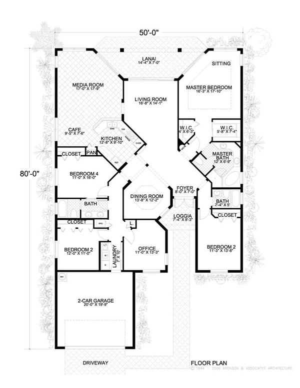 Floor Plan First Story of Mediterranean Plan #107-1144