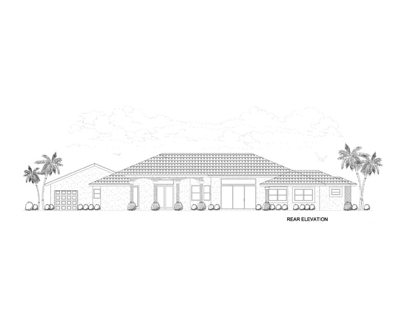 Home Plan Rear Elevation of this 4-Bedroom,3568 Sq Ft Plan -107-1145