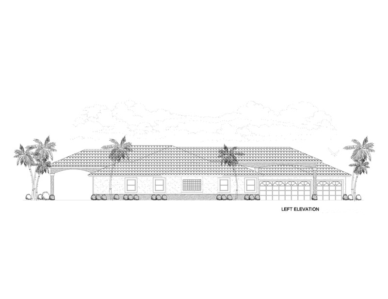 Home Plan Left Elevation of this 4-Bedroom,3568 Sq Ft Plan -107-1145