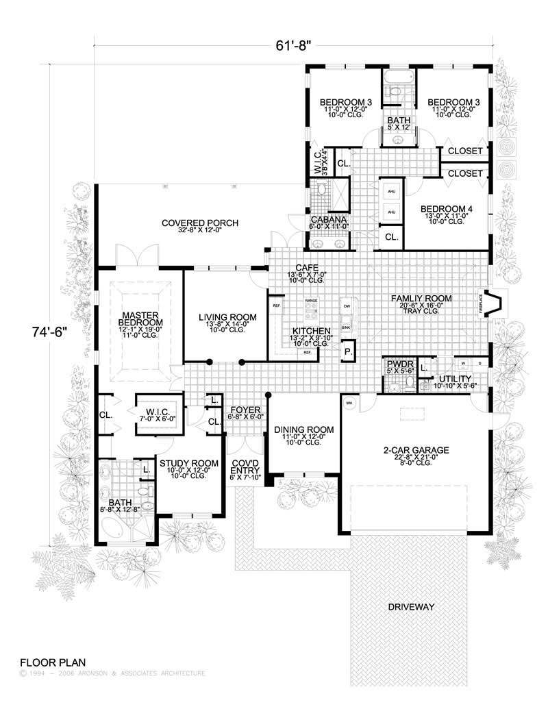 Floor Plan First Story of Mediterranean Plan #107-1148