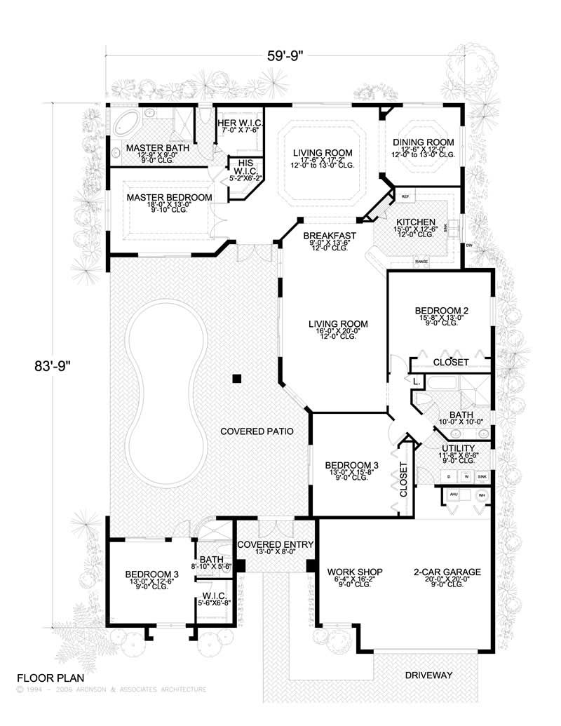 Floor Plan First Story of Mediterranean Plan #107-1149
