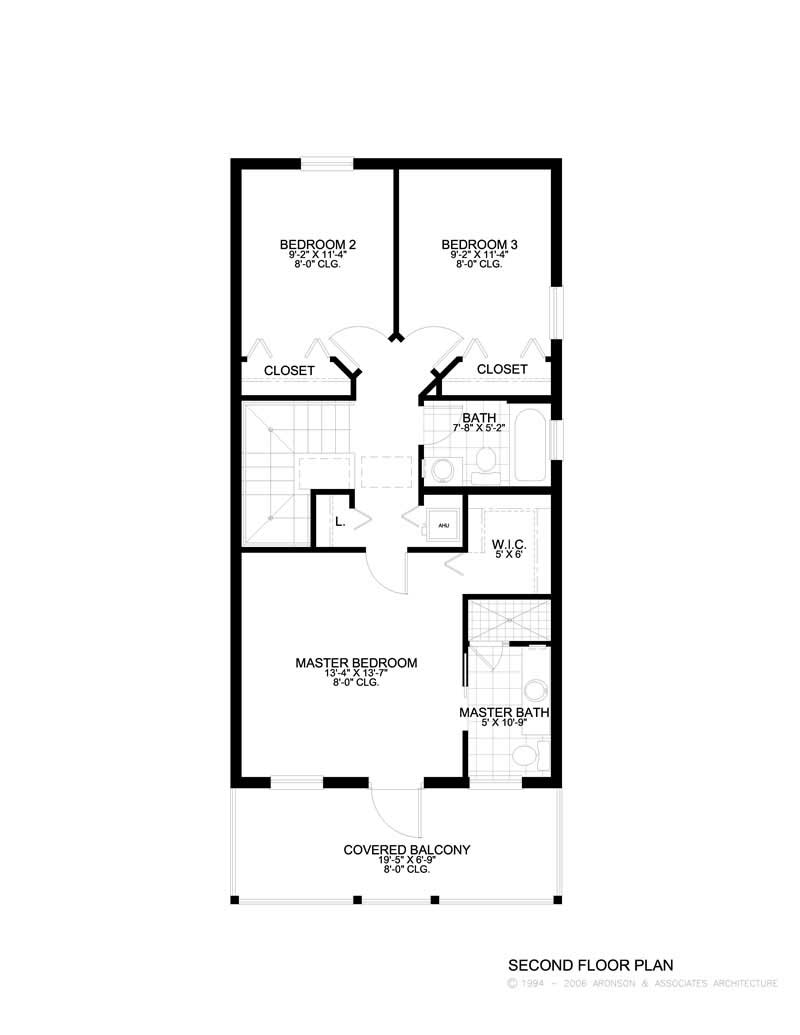 Floor Plan Second Story of Mediterranean Plan #107-1151