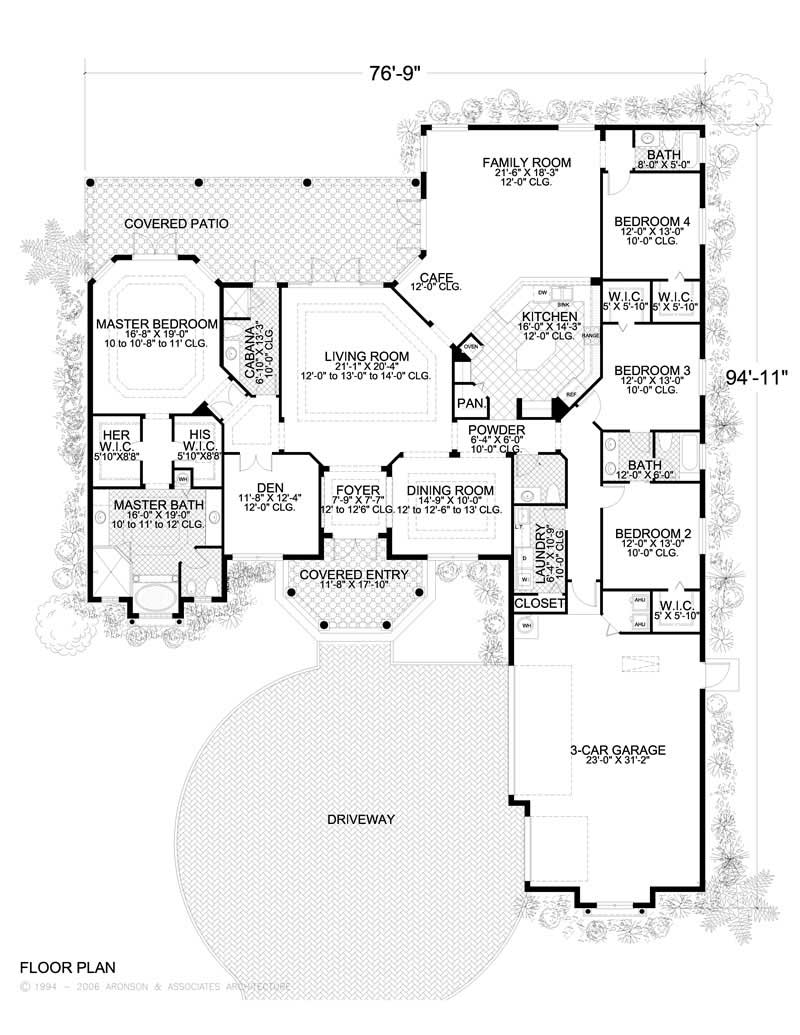 Floor Plan First Story of Mediterranean Plan #107-1152