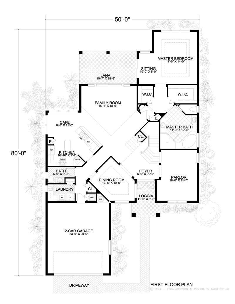 Floor Plan First Story of Mediterranean Plan #107-1154