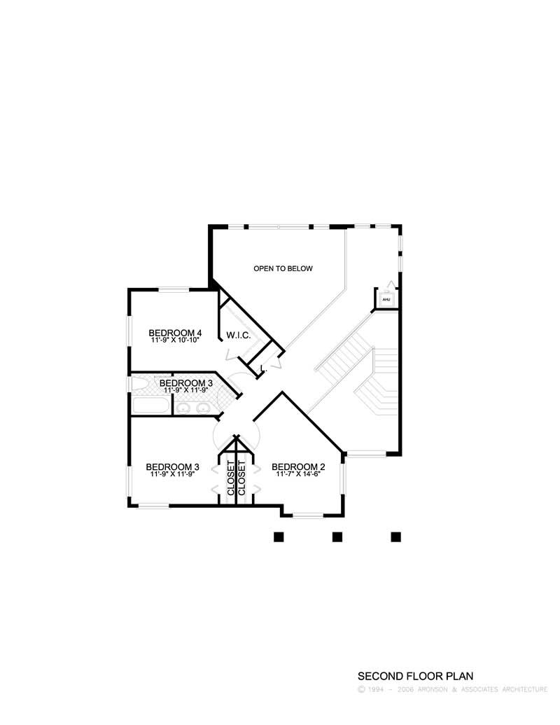 Floor Plan Second Story of Mediterranean Plan #107-1154