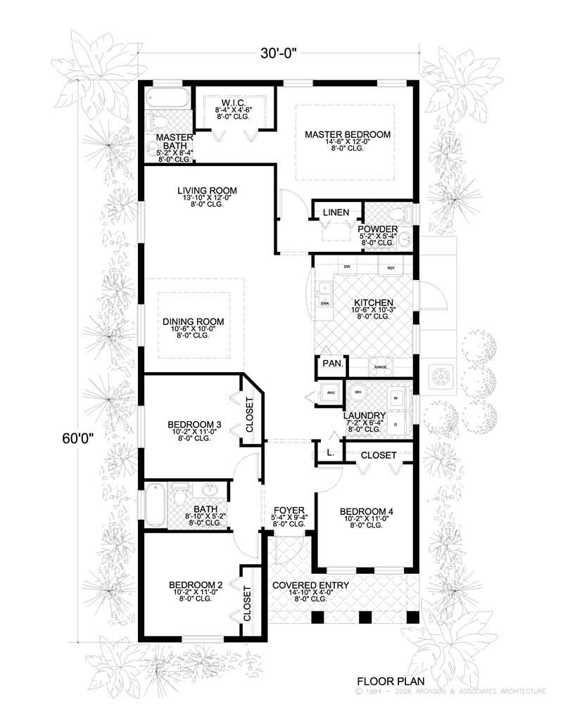 Floor Plan First Story of Mediterranean Plan #107-1160