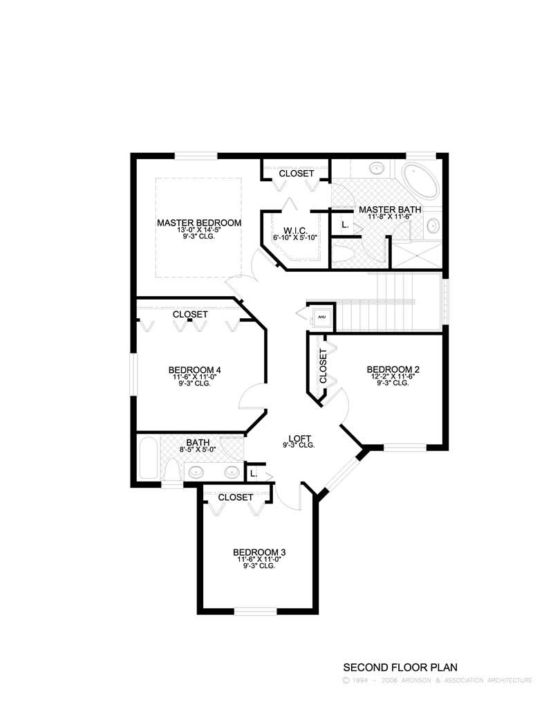 Floor Plan Second Story of Mediterranean Plan #107-1161