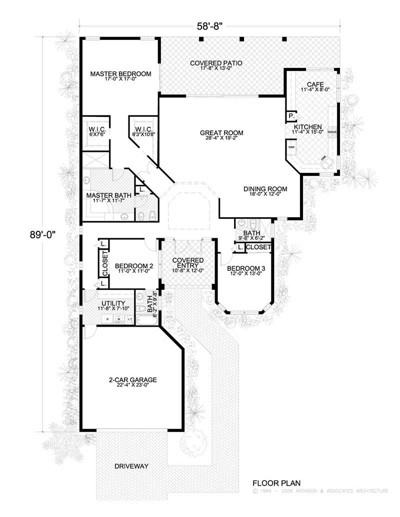 Floor Plan First Story of Mediterranean Plan #107-1164