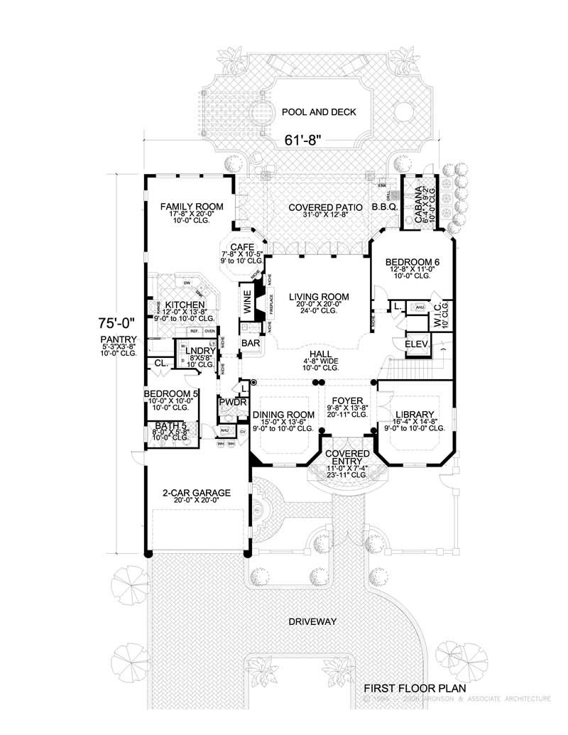 Floor Plan First Story of Mediterranean Plan #107-1165