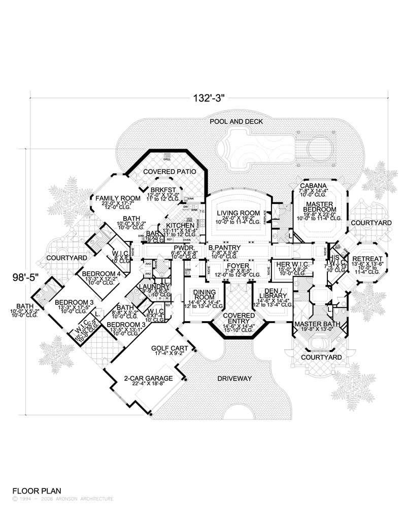 Floor Plan First Story of Concrete Block/ ICF Design Plan #107-1167