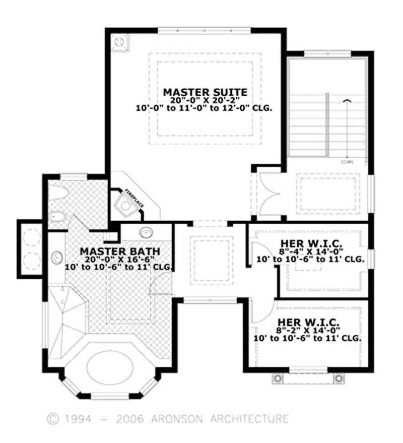 Floor Plan Second Story of Mediterranean Plan #107-1168
