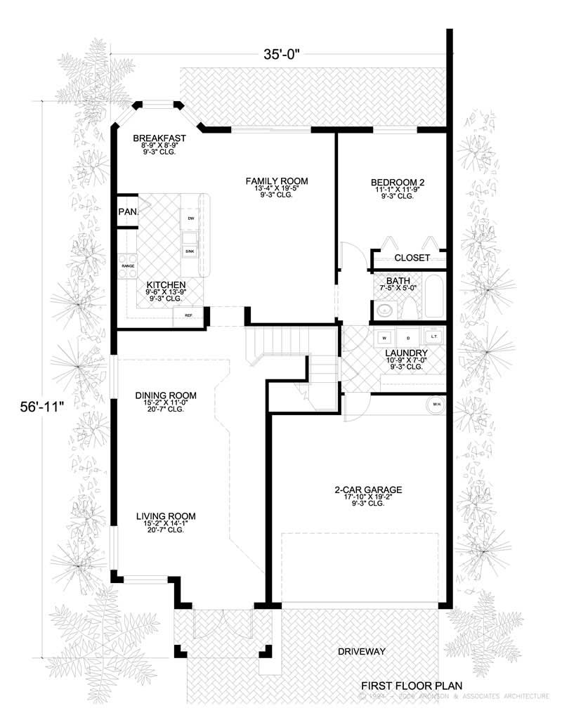 Floor Plan First Story of Mediterranean Plan #107-1169