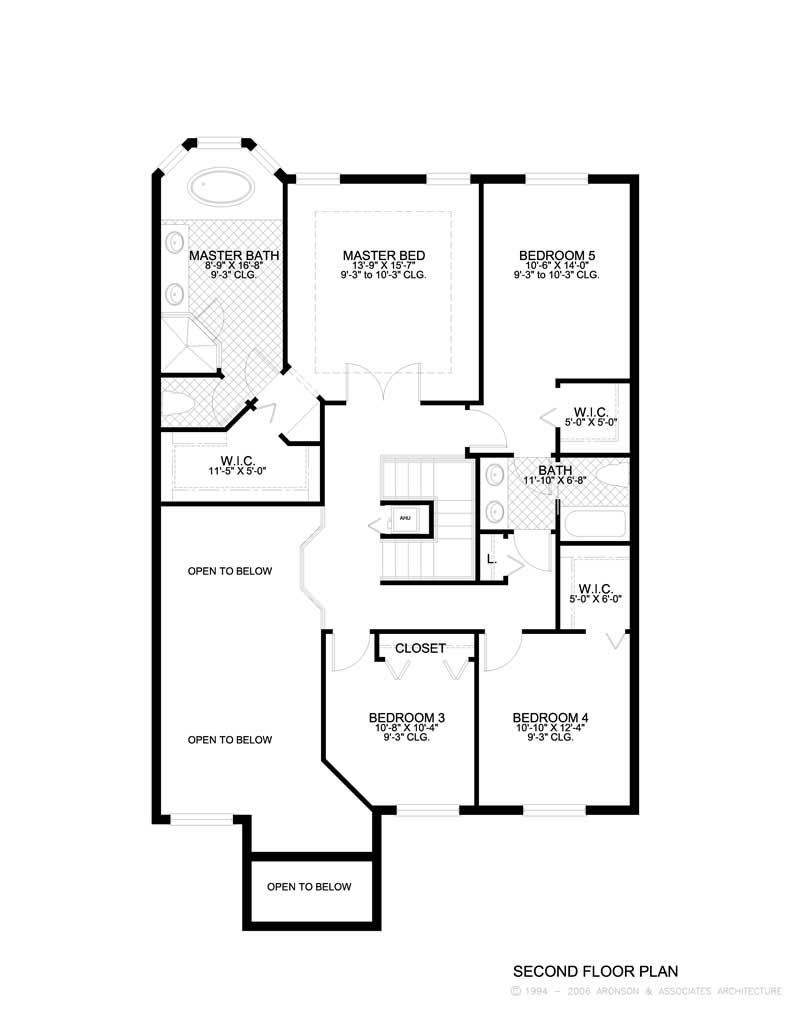 Floor Plan Second Story of Mediterranean Plan #107-1169
