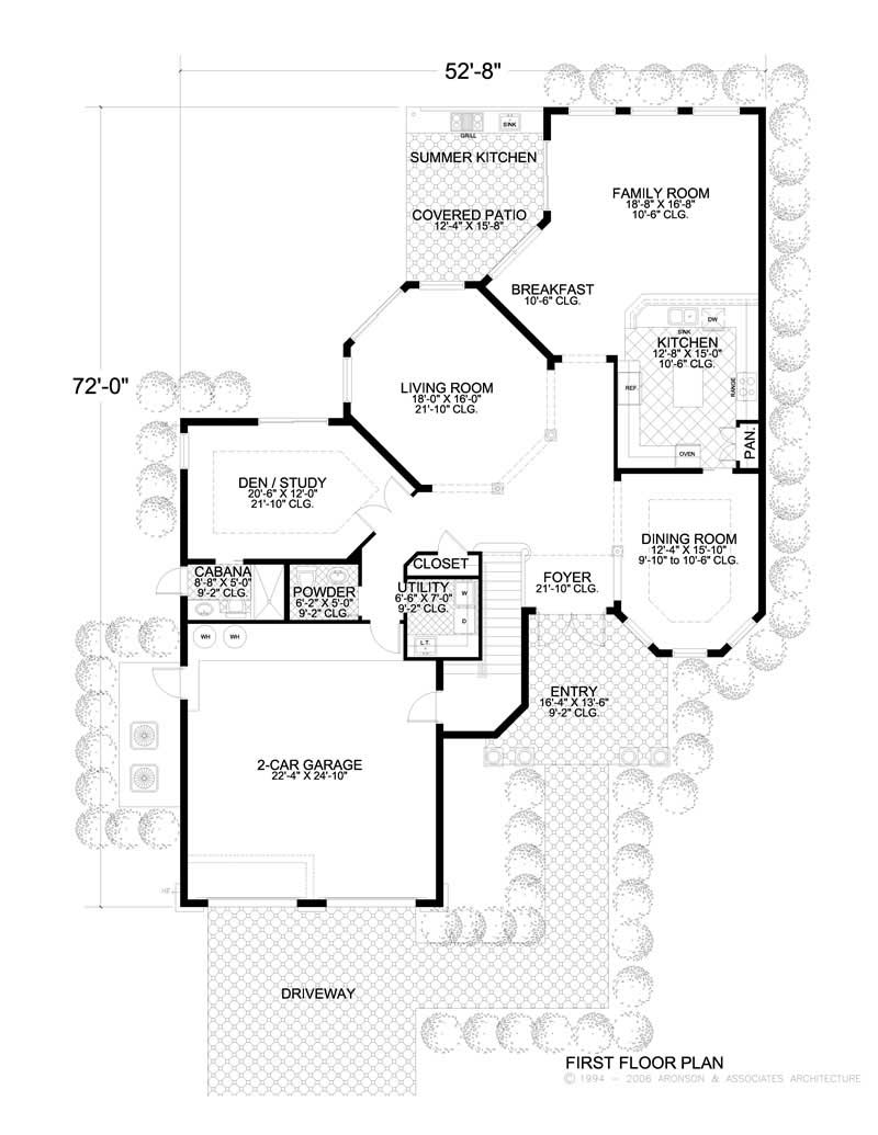 Floor Plan First Story of Mediterranean Plan #107-1172