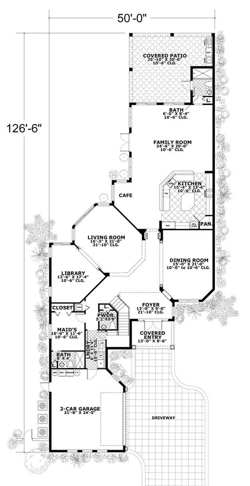 Floor Plan First Story of Mediterranean Plan #107-1175