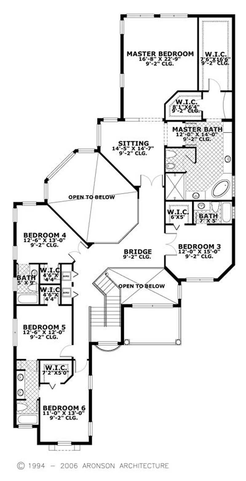 Floor Plan Second Story of Mediterranean Plan #107-1175