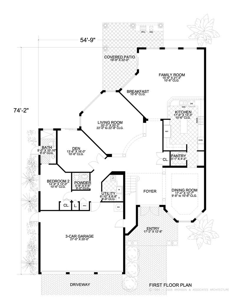 Floor Plan First Story of Luxury Plan #107-1177