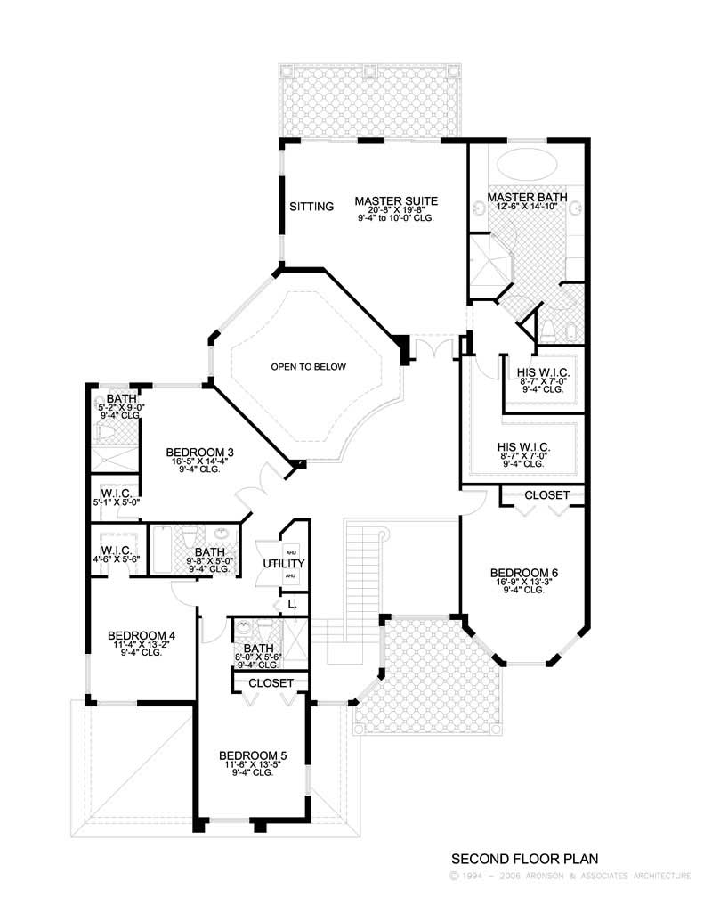 Floor Plan Second Story of Luxury Plan #107-1177