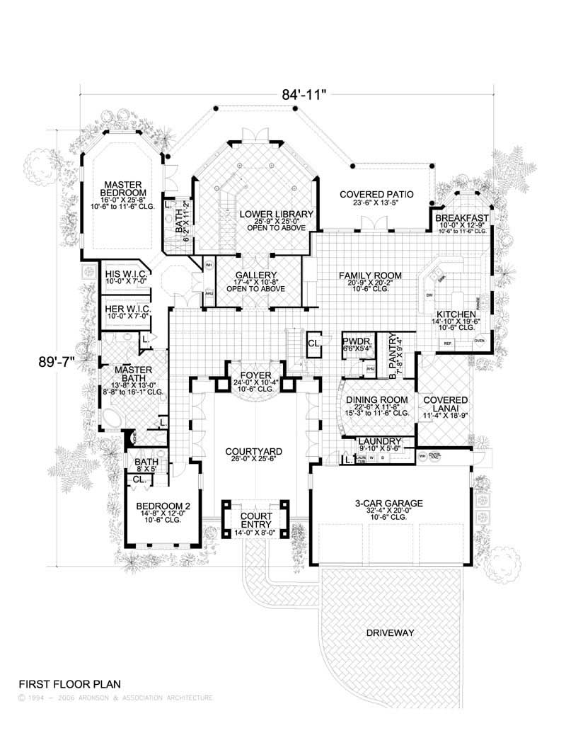 Floor Plan First Story of Coastal Plan #107-1180