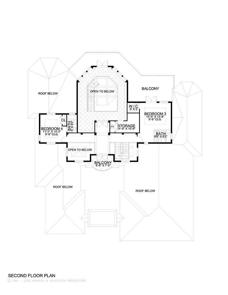 Floor Plan Second Story of Coastal Plan #107-1180