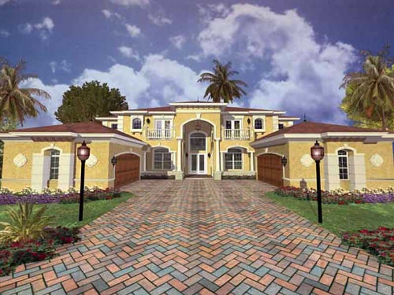 Front elevation of Mediterranean home (ThePlanCollection: House Plan #107-1181)