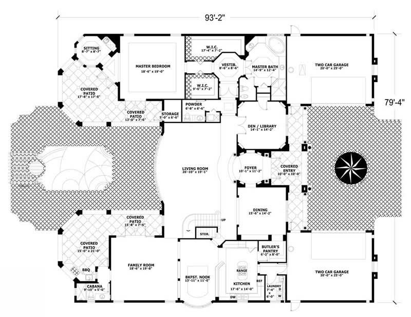 Floor Plan First Story of Coastal Plan #107-1181