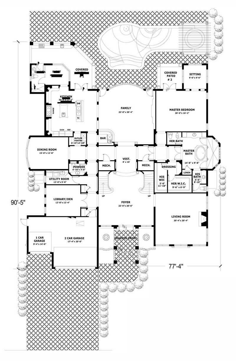 Floor Plan First Story of Coastal Plan #107-1183