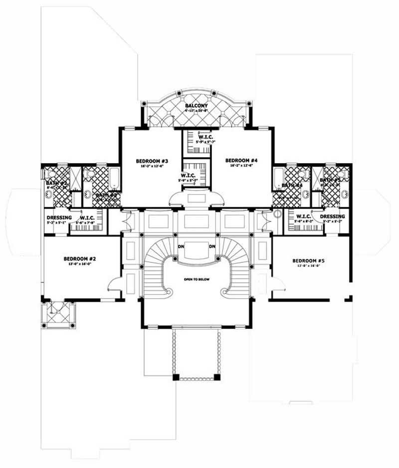 Floor Plan Second Story of Coastal Plan #107-1183