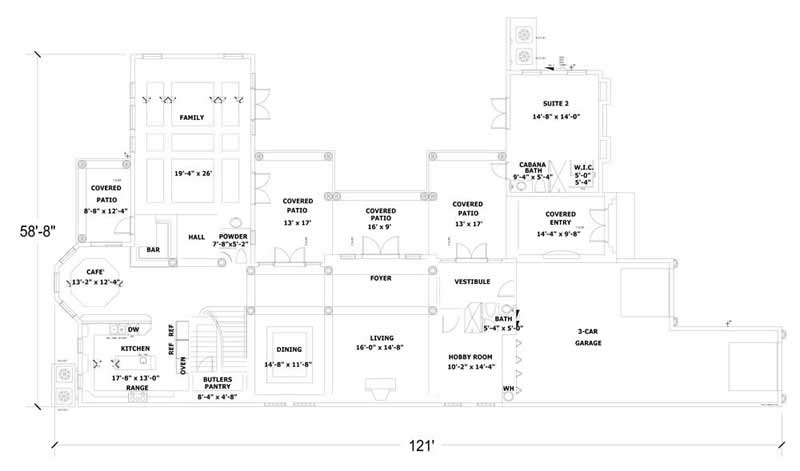 Floor Plan First Story of Mediterranean Plan #107-1185