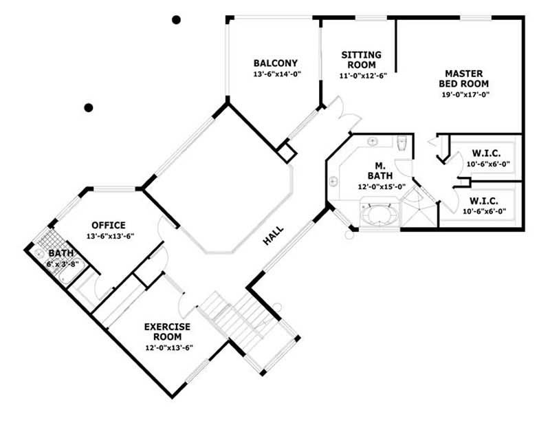 Floor Plan Second Story of Luxury Plan #107-1188