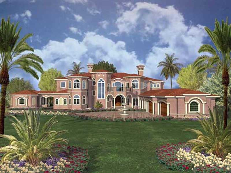 Home Plan Front Elevation of this 7-Bedroom,10433 Sq Ft Plan -107-1189