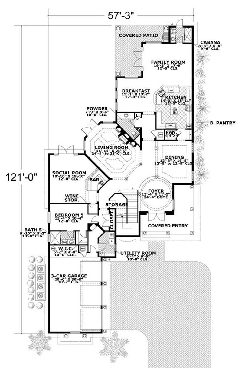 Floor Plan Main Level of Luxury Plan #107-1192