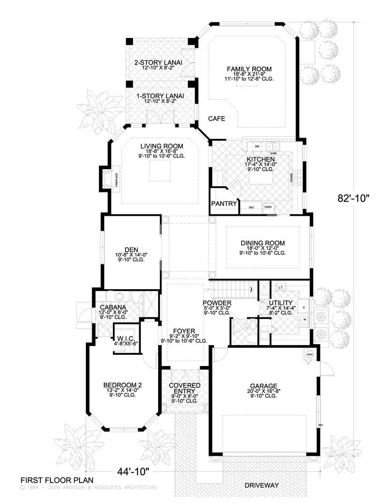 Floor Plan First Story of Mediterranean Plan #107-1193