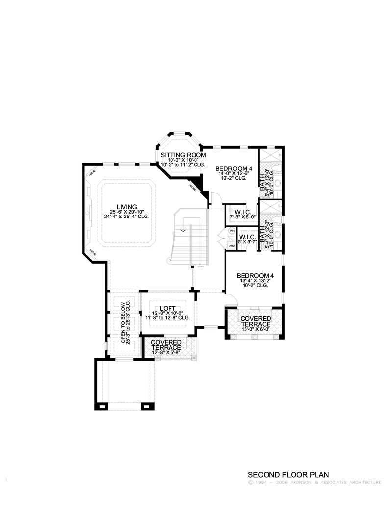 Floor Plan Second Story of Cape Cod Plan #107-1194